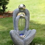 Meditating Couple 2 Stainless Steel Spheres Water Feature with Light