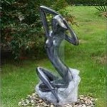 Lady On Blue Granite Rock Water Feature with LED Lights